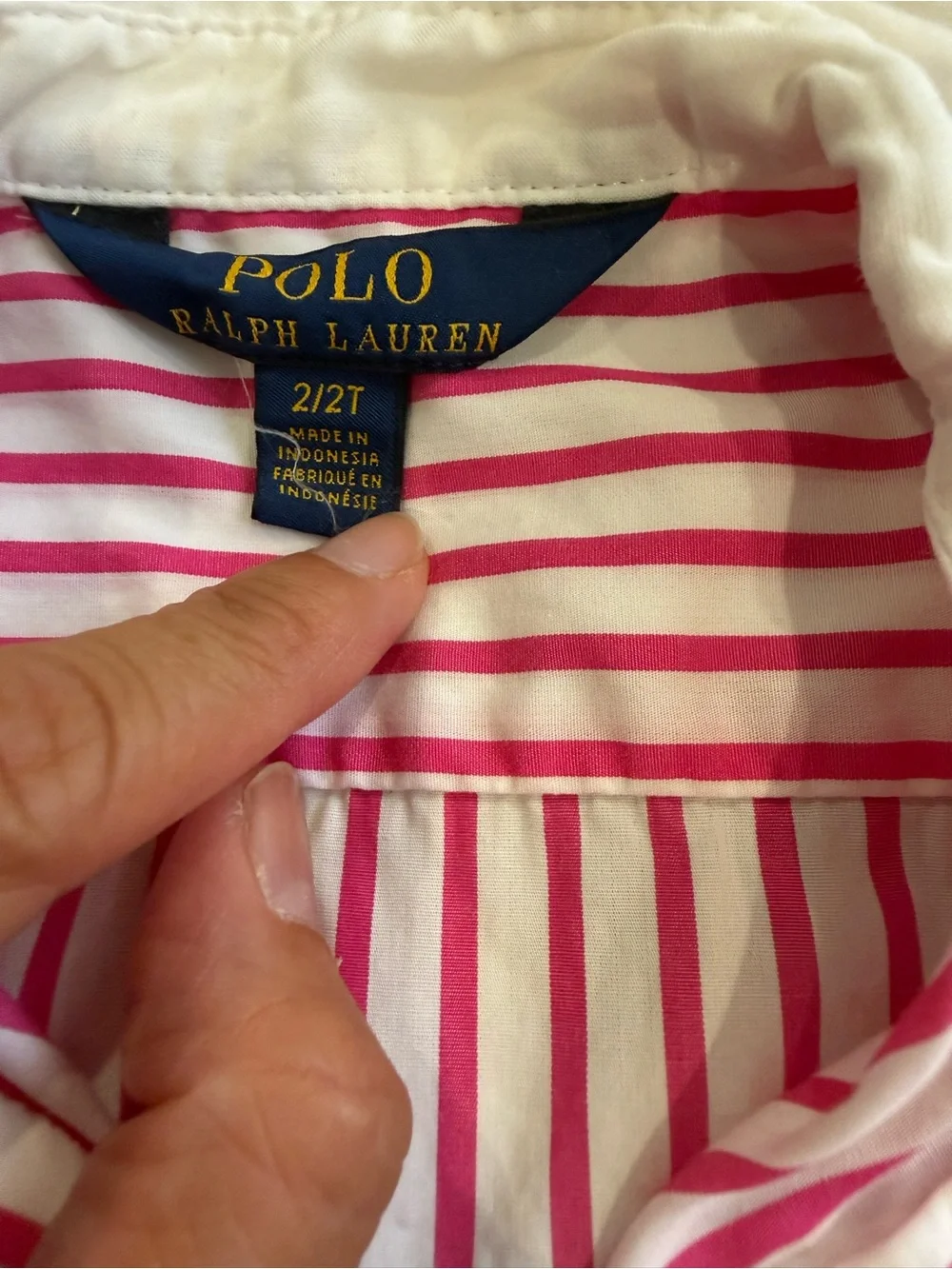 Ralph Lauren Pink and White Striped Cotton Button-Front Kids Dress